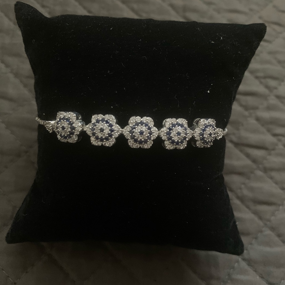 Adjustable Dark Blue Rhodium Bracelet - Picture 4 of 4